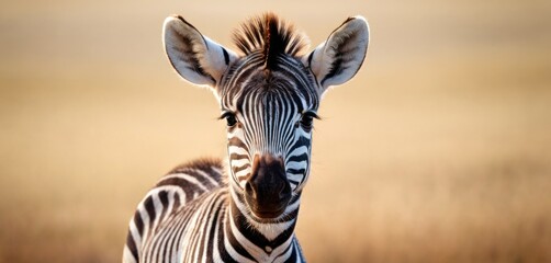  a close up of a zebra in a field of tall grass with it's head turned to the side and it's face slightly slightly to the right. - obrazy, fototapety, plakaty