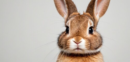  a close up of a brown rabbit's face with a white wall in the background and a white wall in the foreground with a white wall in the background.