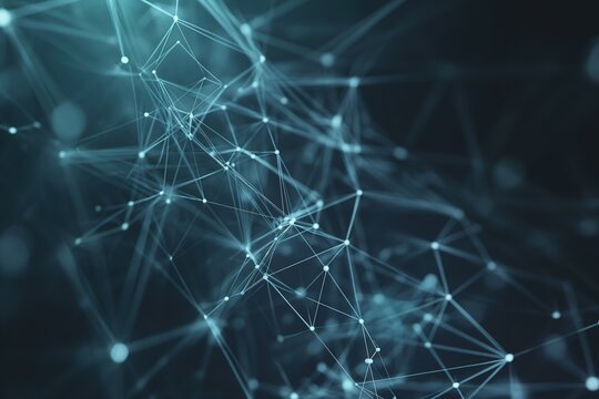 Abstract futuristic network. Vector illustration. Connected lines and dots background. Polygonal space low poly dark background. Connection structure. 3d rendering concept.