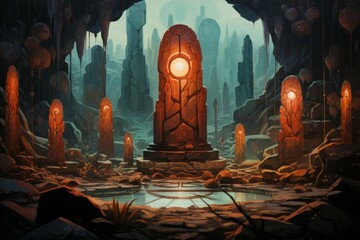 Ancient spirit stones, imbued with the essence of long-forgotten legends - Generative AI