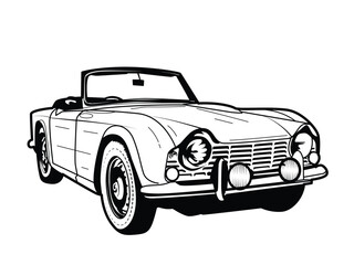Vintage car illustration isolated on white