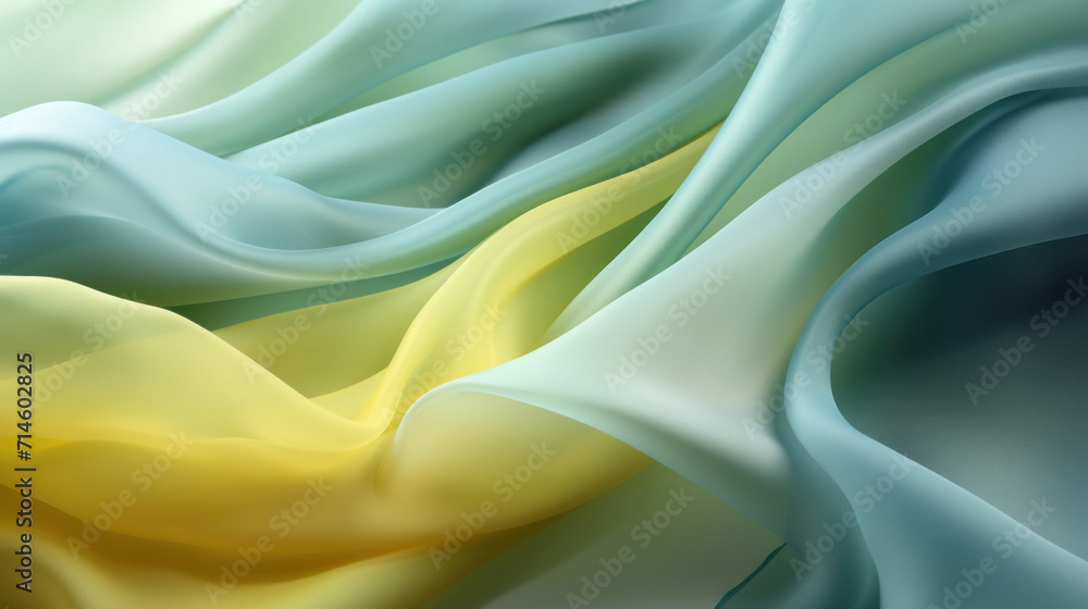 Poster dynamic waves of multicolor satin fabric capturing a play of light and shadow, ideal for vibrant and