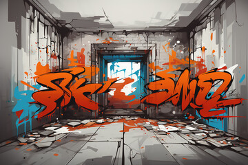 graffiti on wall  isolated on gray background
