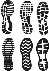 vector set of shoe prints. sneakers, boots, footwear prints