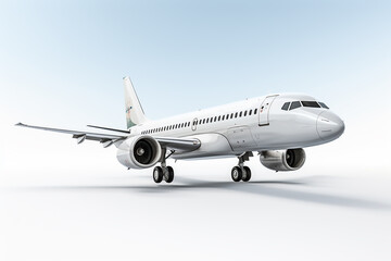 Obraz premium Large passenger plane flying in the blue sky