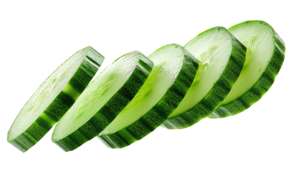 Slices of cucumber isolated on transparent background