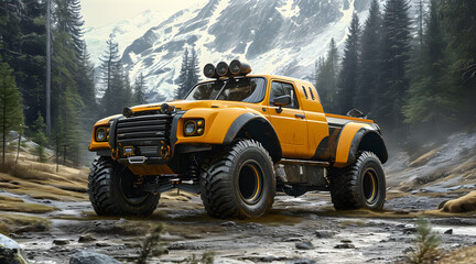 4x4 off road vehicle in the mountains