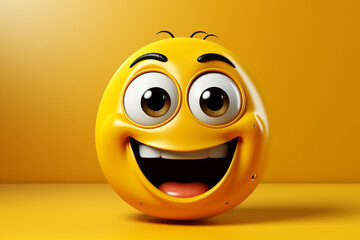 An illustration of a happy smiling emoji emoticon character, smiling face emoji or emoticon icon with happy eyes vector illustration - Powered by Adobe