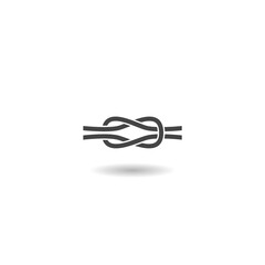 Sailor knot icon. Nautical rope infinity sign with shadow