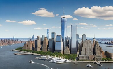 Fototapeta premium Aerial Photo of Manhattan Island with