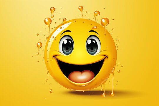 Naklejki An illustration of a happy smiling emoji emoticon character, smiling face emoji or emoticon icon with happy eyes vector illustration