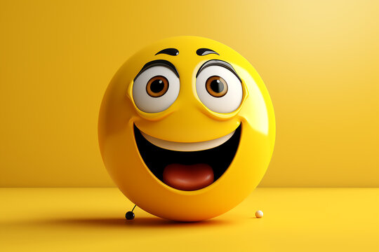 Naklejki An illustration of a happy smiling emoji emoticon character, smiling face emoji or emoticon icon with happy eyes vector illustration