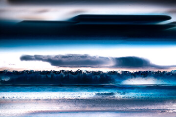blue tainted quartz in landscape agate macro photography detail texture. close-up polished...