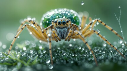 Fototapeta premium Macro Marvels: Capturing the Iridescent Details of a Spider