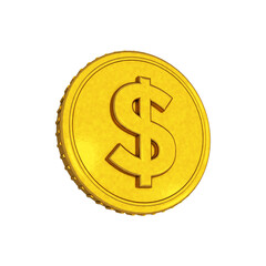 Gold dollar coin isolated 3d render