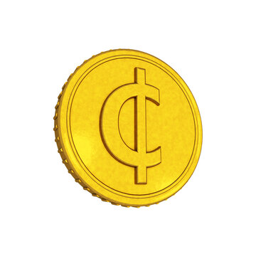 Gold cedi coin isolated 3d render