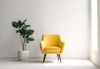 Obraz na płótnie Canvas Yellow sofa in modern living room