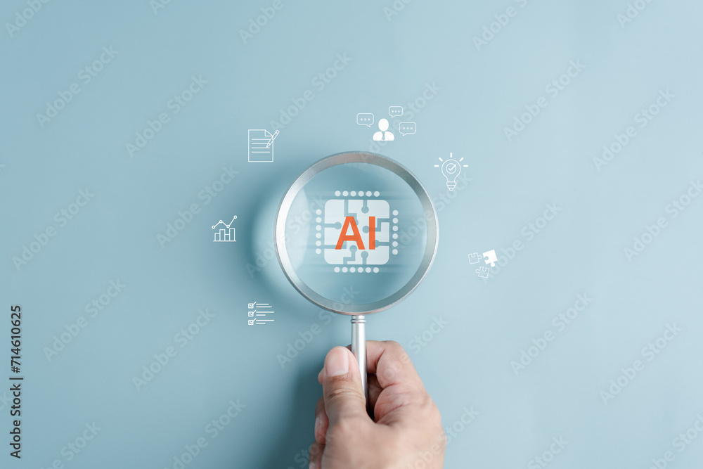 Poster Ai Technology System. Chat bot intelligence Ai. Chat with AI Artificial Intelligence, developed by OpenAI generate. Futuristic technology, robot in online system.