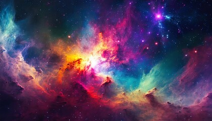 colorful space galaxy cloud nebula stary night cosmos universe science astronomy supernova background wallpaper  - obrazy, fototapety, plakaty