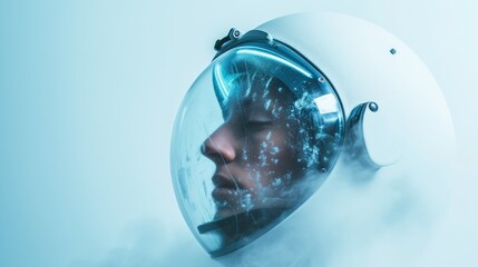 astronaut wearing his helmet with reflections - obrazy, fototapety, plakaty