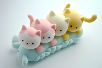 パステルカラーの可愛いネコちゃん-7
