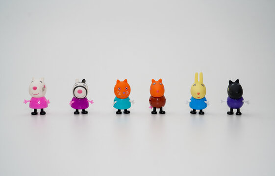 Peppa Pig. characters from the British television series Peppa Pig on a white background. photo taken on January 20, 2022 in Bucharest, Romania.