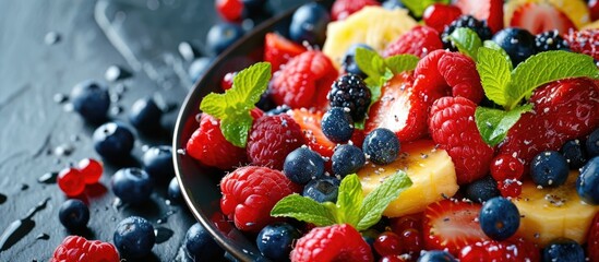Mixed fruit and berry dish.
