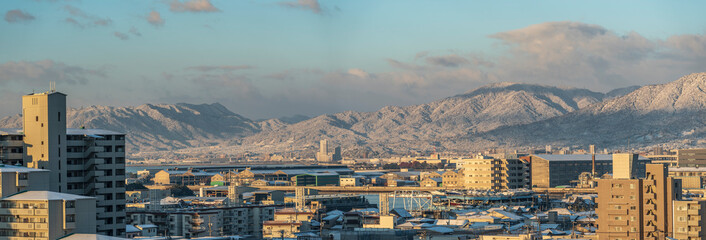 広島市中区より廿日市方面の雪景色