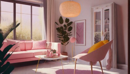 living room in the style of y2k aesthetic serene mood natural light ai generated
