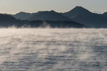 瀬戸内海の海霧　広島県三原市