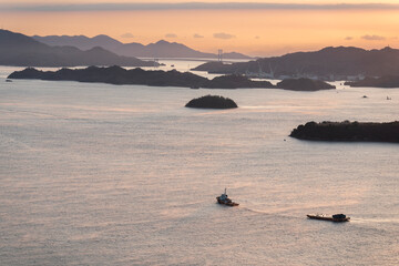 瀬戸内海の海霧　広島県三原市