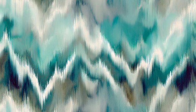washed teal blurry wavy ikat seamless pattern aquarelle effect boho fashion fabric for coastal nautical stripe wallpaper background stripe with blurry gradient tileable swatch
