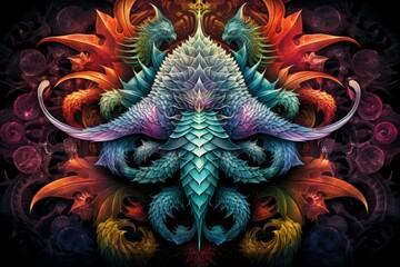 Whirling kaleidoscope dragons, casting mesmerizing patterns with their scales - Generative AI