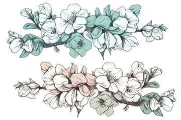 Textile Design Digital Border and Motif handmade drown