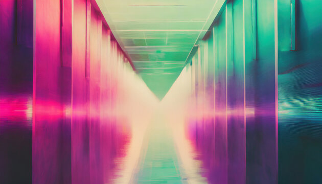 Irredecent steel corridor abstract background