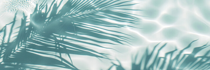 water surface with tropical leaf shadow.