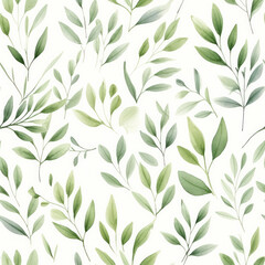 Seamless pattern green plant stems and leaves charming hand drawn simple clean minimalist design style for backgrounds wallpaper repeating pattern

