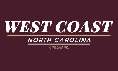 West coast north Carolina slogan print state Vintage retro varsity with college for graphic tee t shirt or sweatshirt © moyen