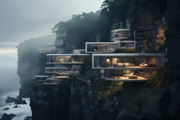 A cliff-side modern and luxury villa