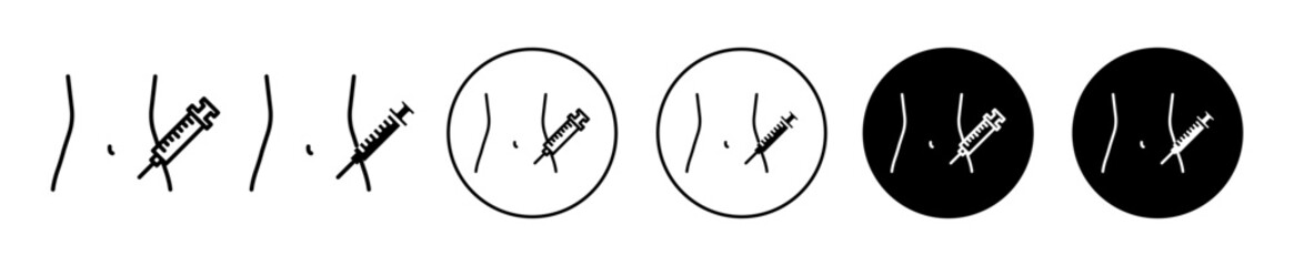 Insulin injecting vector icon set collection. Insulin injecting Outline flat Icon.