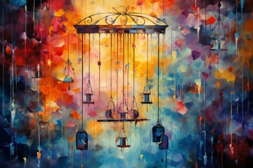 Melodic wind chimes, serenading the breeze with enchanting melodies - Generative AI