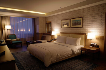 hotel room interior, Luxury modern Hotel room, hotel room with bed