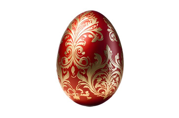 Beautiful Decorated red golden Easter egg isolated on transparent background