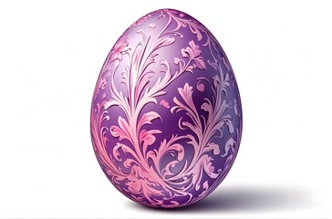 Beautiful Decorated purple Easter egg isolated on white background