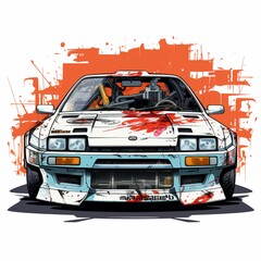 1980's Japanese old school sport car front view Ai generated art