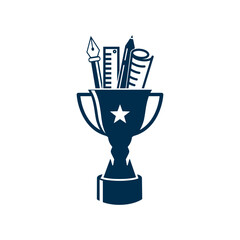 Education trophy design logo template illustration