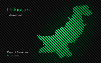 Fototapeta premium Pakistan Map in a Line Pattern. Stylized simple vector map