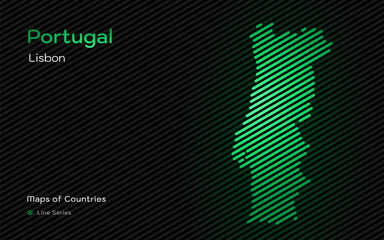 Fototapeta premium Portugal Map in a Line Pattern. Stylized simple vector map