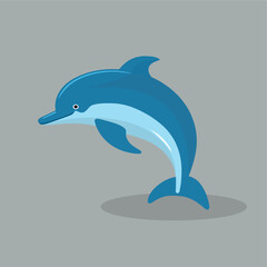 vector flat dolphin fish