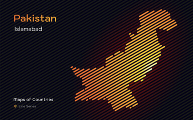 Fototapeta premium Pakistan Map in a Line Pattern. Stylized simple vector map